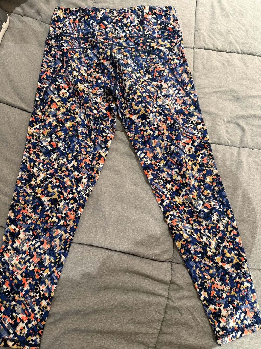 Sweaty Betty Power 7/8 Workout Leggings Blue Pixelated Print Size S